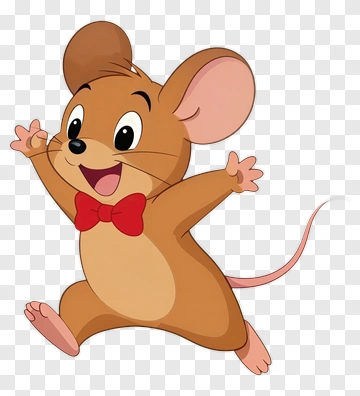 Cartoon Mouse With Red Bow Tie PNG