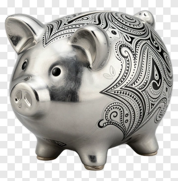Decorative Piggy Bank With Intricate Design PNG