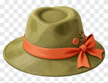 Green Hat With Orange Ribbon PNG