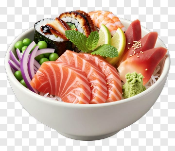 Sushi Bowl With Salmon And Vegetables PNG