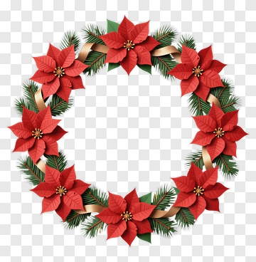 Christmas Poinsettia Wreath PNG