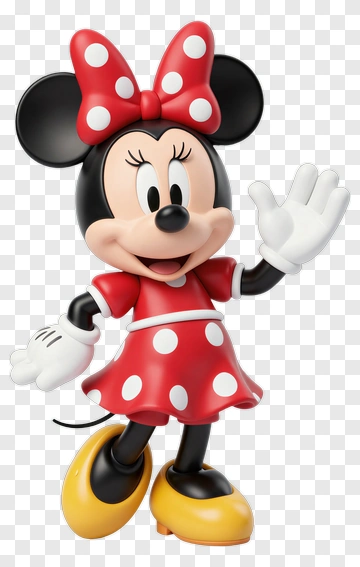 Minnie Mouse Waving In A Red Polka Dot Dress PNG
