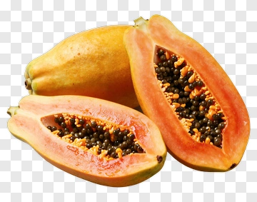 Fresh Papaya With Sliced Halves PNG