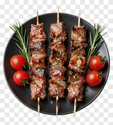 Grilled Beef Skewers With Cherry Tomatoes PNG