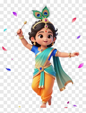 Cartoon Child Dancing With Peacock Feather PNG