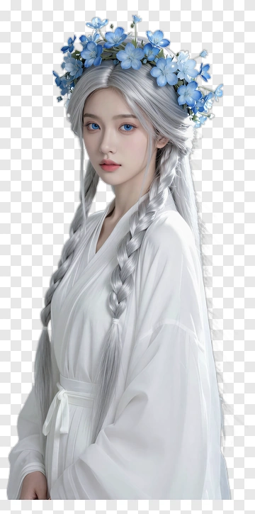 Woman With Braided Hair And Flower Crown PNG