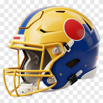 Football Helmet With Blue And Yellow Design PNG