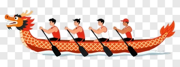 Dragon Boat Race Team Rowing Together PNG