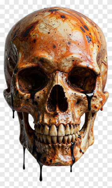 Realistic Skull With Dripping Paint PNG