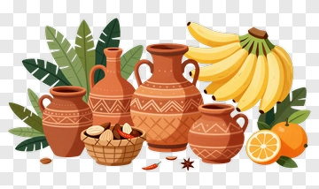 Fruit And Pottery Still Life PNG