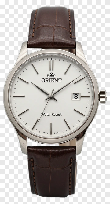 Orient Watch With Brown Leather Strap PNG