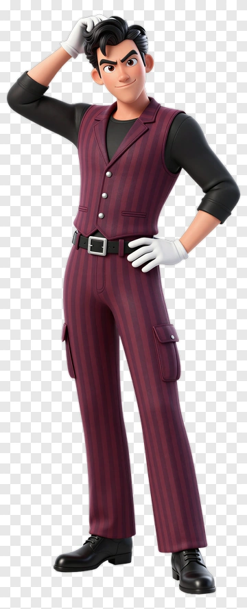 Cartoon Character In Striped Suit PNG
