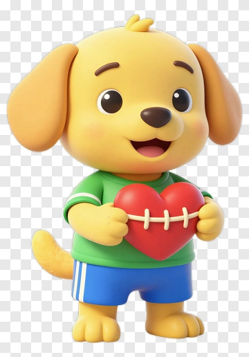 Cartoon Dog Holding A Heart PNG