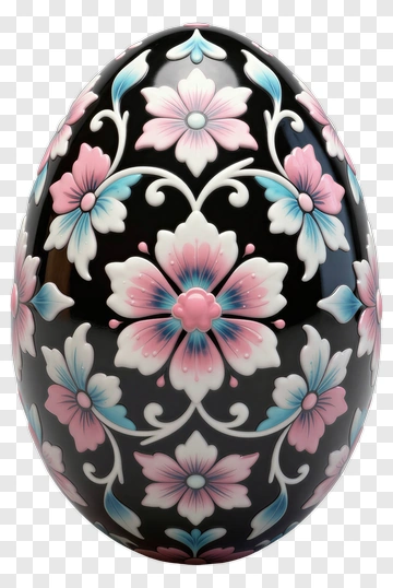 Decorative Easter Egg With Floral Design PNG