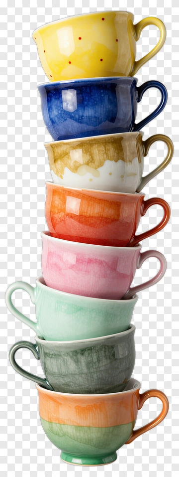 Colorful Stacked Cups PNG