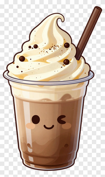 Cartoon Coffee Drink With Whipped Cream PNG