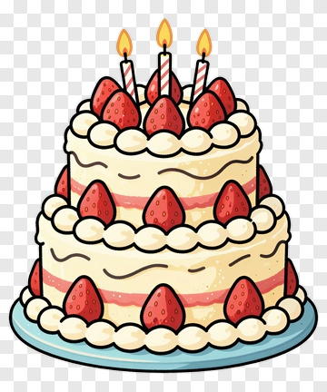 Strawberry Cake With Candles PNG