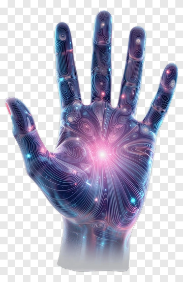 Futuristic Hand With Cosmic Patterns PNG