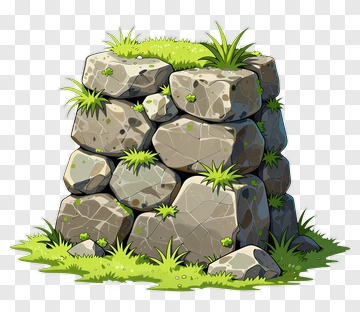 Stone Wall With Grass PNG