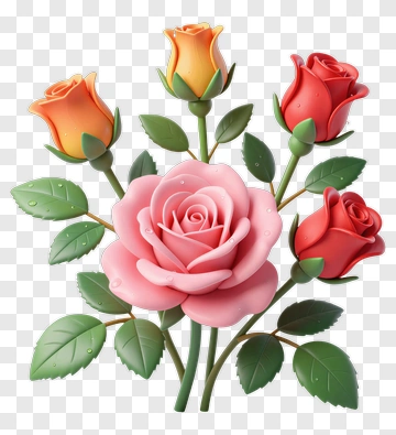 Colorful Rose Bouquet PNG