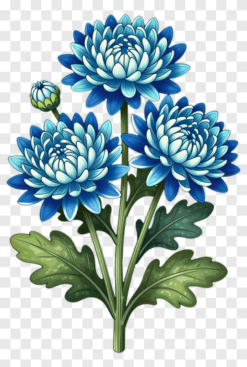 Blue Chrysanthemum Flower Bouquet PNG