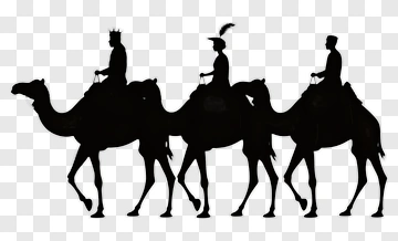 Silhouette Of Camel Caravan With Riders PNG