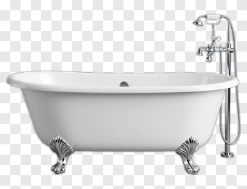 Freestanding Bathtub With Vintage Faucets PNG