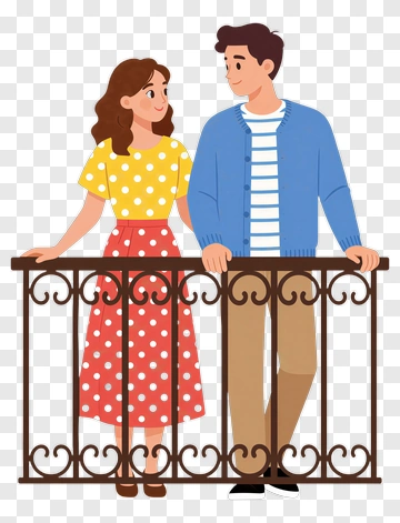 Couple Standing By A Decorative Railing PNG