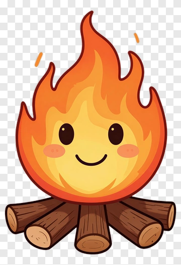 Cartoon Smiling Campfire PNG