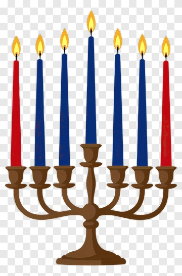 Hanukkah Menorah With Colored Candles PNG