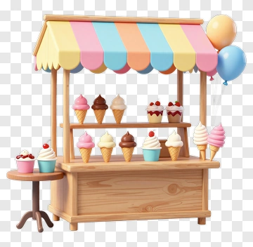 Ice Cream Stand With Colorful Treats PNG