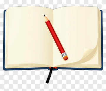 Open Notebook With Red Pencil PNG