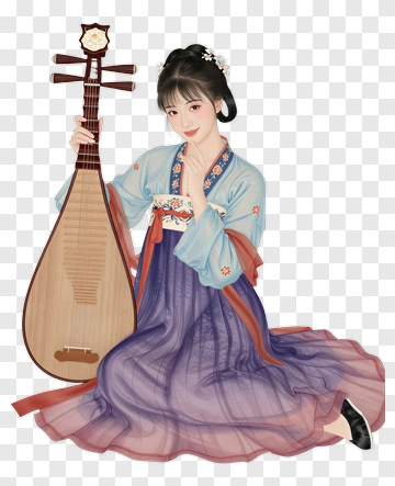 Woman Playing A Traditional Musical Instrument PNG