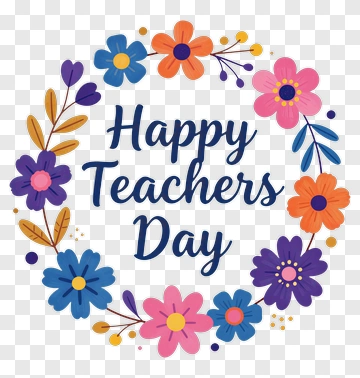 Happy Teachers Day Floral Wreath PNG