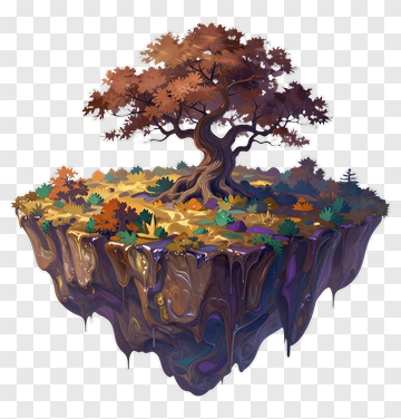 Colorful Tree On Floating Island PNG