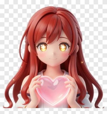 3D Girl Holding A Glowing Heart PNG