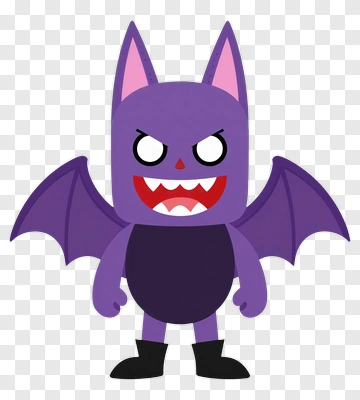 Cartoon Purple Bat Character PNG