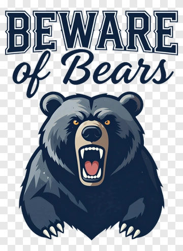 Beware Of Bears Graphic With Roaring Bear PNG