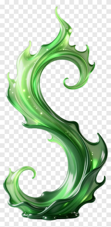 Green Decorative Letter S PNG