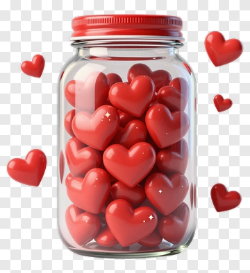 Jar Filled With Red Hearts PNG