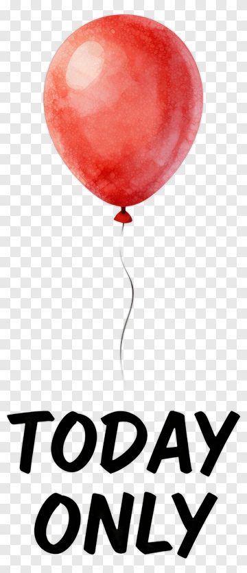 Red Balloon With Today Only Text PNG