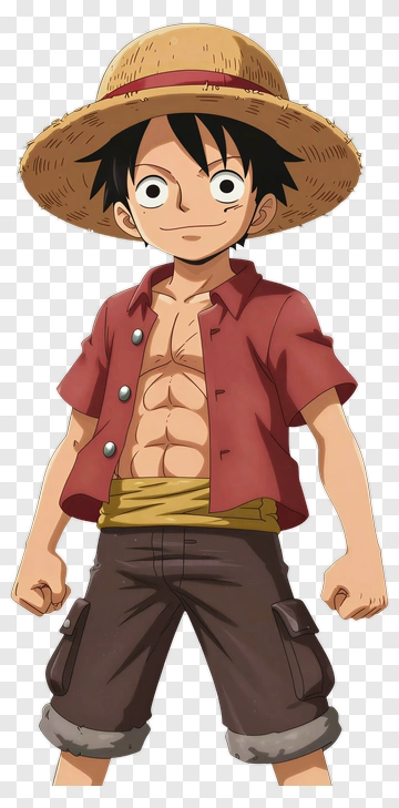 Cartoon Boy Wearing A Straw Hat PNG