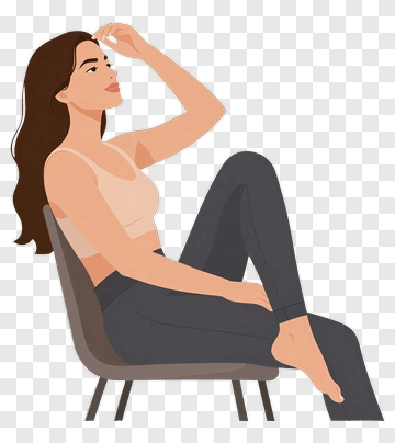 Woman Sitting Thoughtfully In A Chair PNG