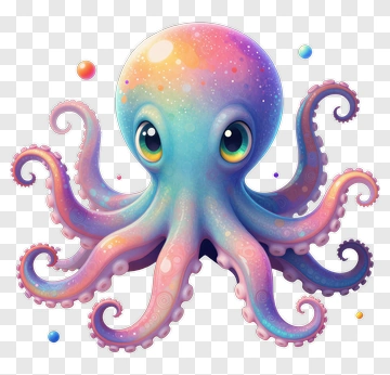 Colorful Cartoon Octopus PNG