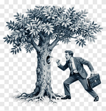 Frustrated Businessman Shouting At Tree PNG