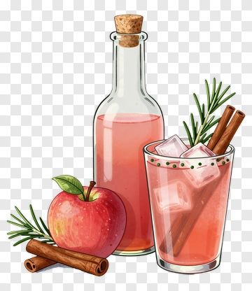 Apple Drink With Cinnamon Sticks And Rosemary PNG