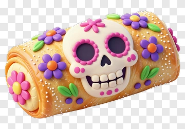 Colorful Sugar Skull Dessert PNG