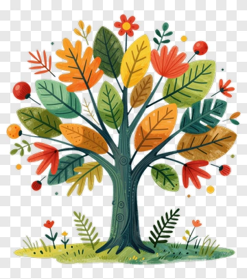 Colorful Tree With Autumn Leaves PNG