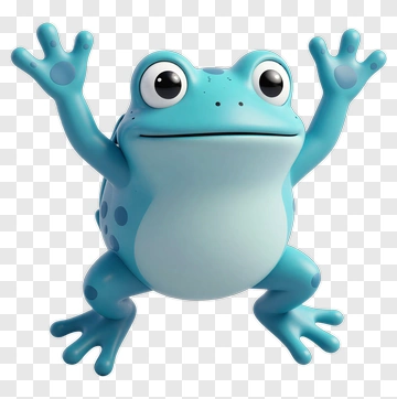 3D Blue Frog PNG