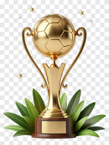 Golden Soccer Trophy With Leaves PNG